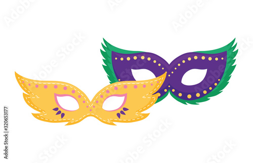 Isolated mardi gras masks vector design