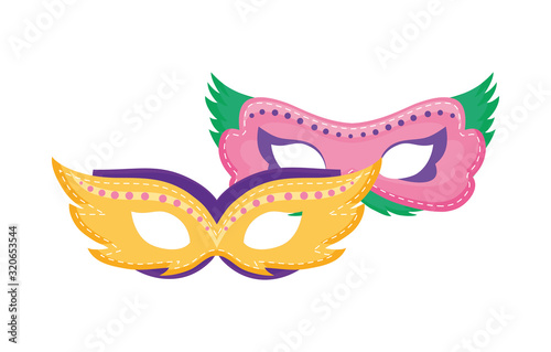 Isolated mardi gras masks vector design