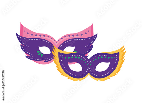 Isolated mardi gras masks vector design