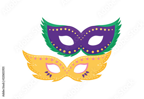 Isolated mardi gras masks vector design