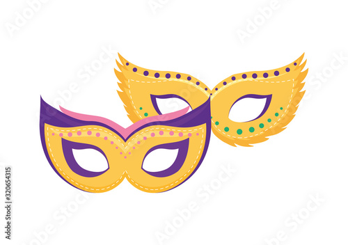 Isolated mardi gras masks vector design