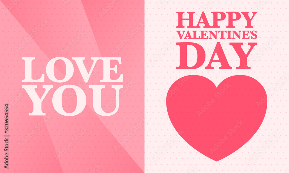 Fototapeta premium Happy Valentines Day. Celebrate annual in February 14. Romantic holiday for couple lovers. Valentines card with heart shape. Red and pink party design. Poster, card, banner and background. Vector