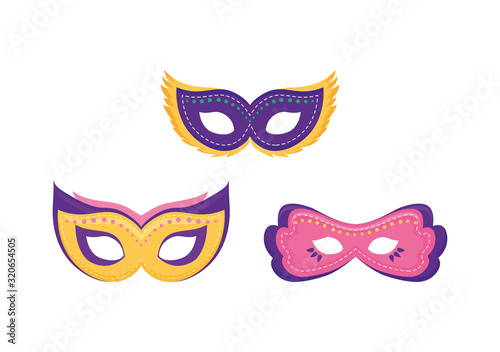 Isolated mardi gras masks vector design