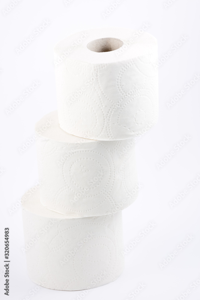A large white toilet paper roll for use in bathrooms or kitchens, used for cleaning dirt in the bathroom on white background A large white toilet paper roll for use in bathrooms or kitchens, used for cleaning dirt in the bathroom on white background