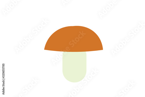 Mushroom with brown hat isolated on the white background. Mushroom vector illustration. Wild spore plant that grows all over of the world. 