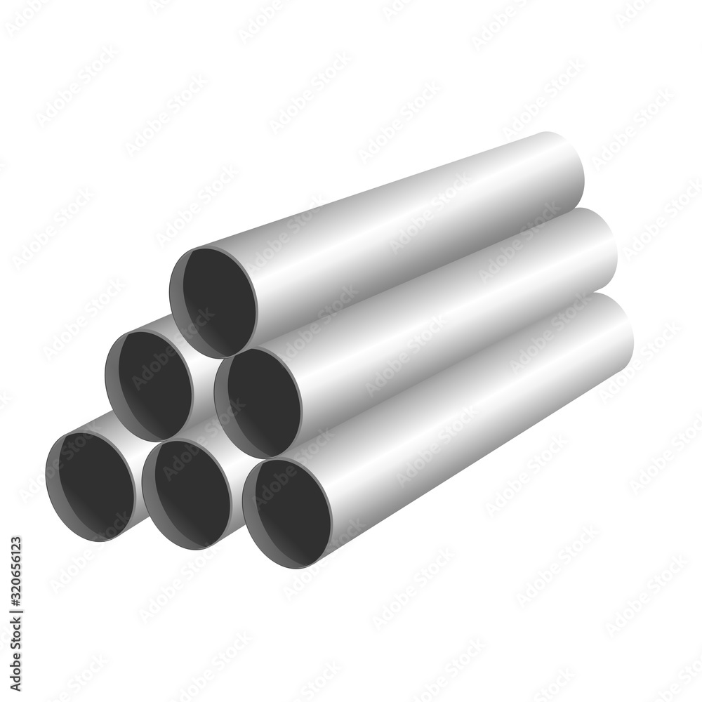 pipe pyramid using in repair and construction. white light color pile in roll. isolated vector illustration pipe pyramid using in repair and construction. white light color pile in roll. isolated vector illustration