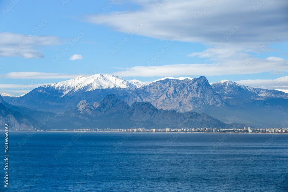 Antalya sea and mountain views, sea in Turkey