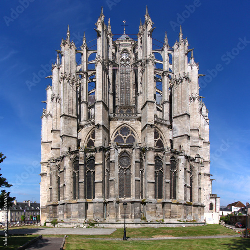 Gothic buttresses around the apse of Beauvais cathedral in France