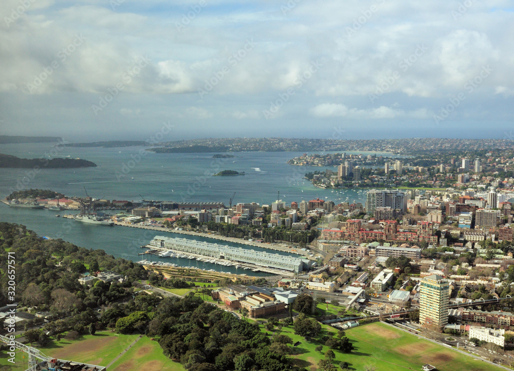View From Skytower To The Harbour Of Sydney NSW Australia
