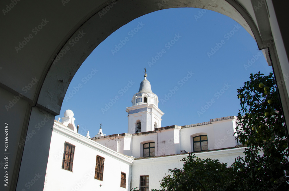 Fototapeta premium Our Lady of Pilar Basilica seen from the Recoleta Cultural Center