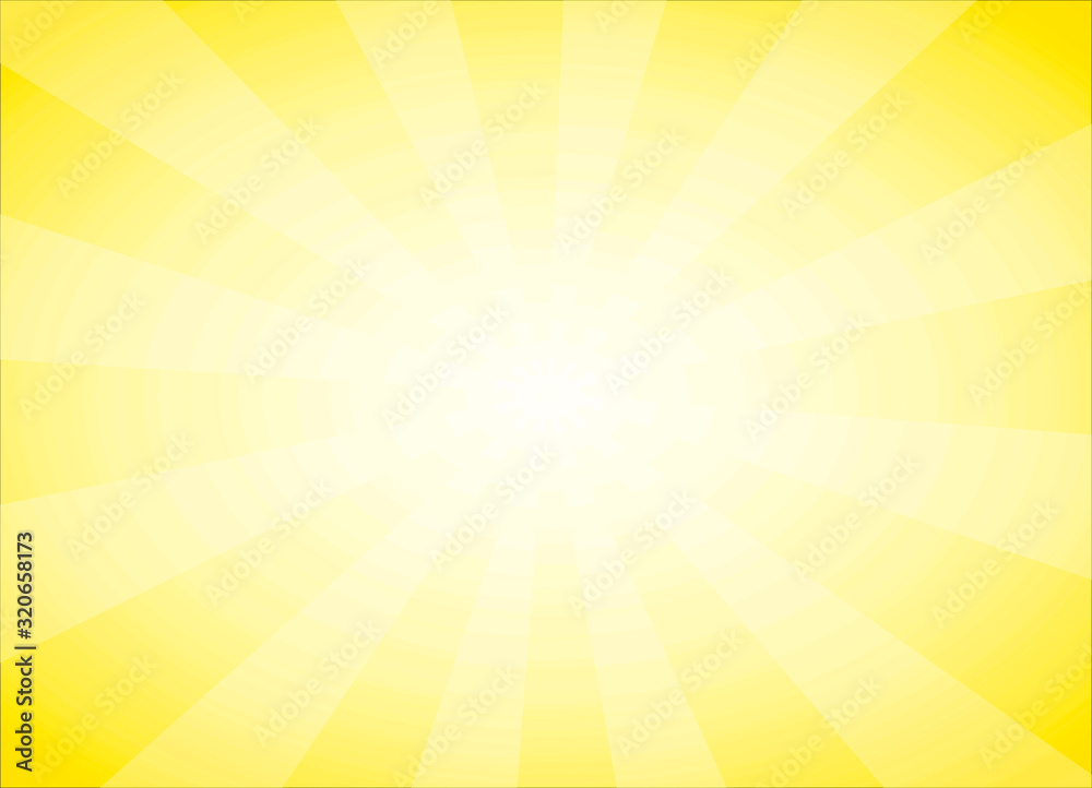 Yellow abstract background with Light Burst, Vector backdrop illustration of Sunlight with copy space.