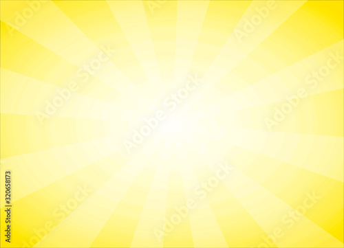 Yellow abstract background with Light Burst, Vector backdrop illustration of Sunlight with copy space.
