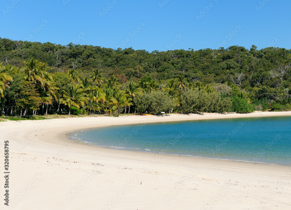 The Wonderful White Sand Fishermen's Beach Contrasting With The Turquoise Ocean On Tropical Great Keppel Island Queensland Australia The Wonderful White Sand Fishermen's Beach Contrasting With The Turquoise Ocean On Tropical Great Keppel Island Queensland Australia