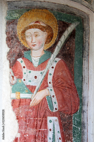 Santo Stefano; affresco esterno della chiesa di Santo Stefano a Pinzon (Alto Adige) photo