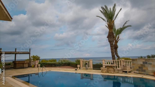  Dawn of the sun at the pool in Cyprus