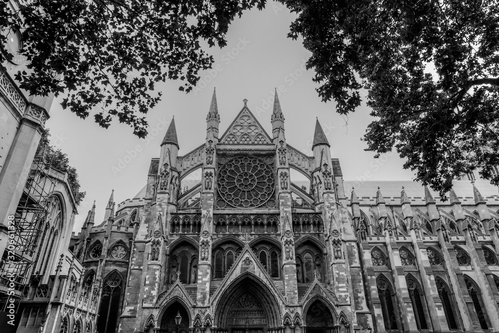 Exterior of Westminster Abbey in London UK