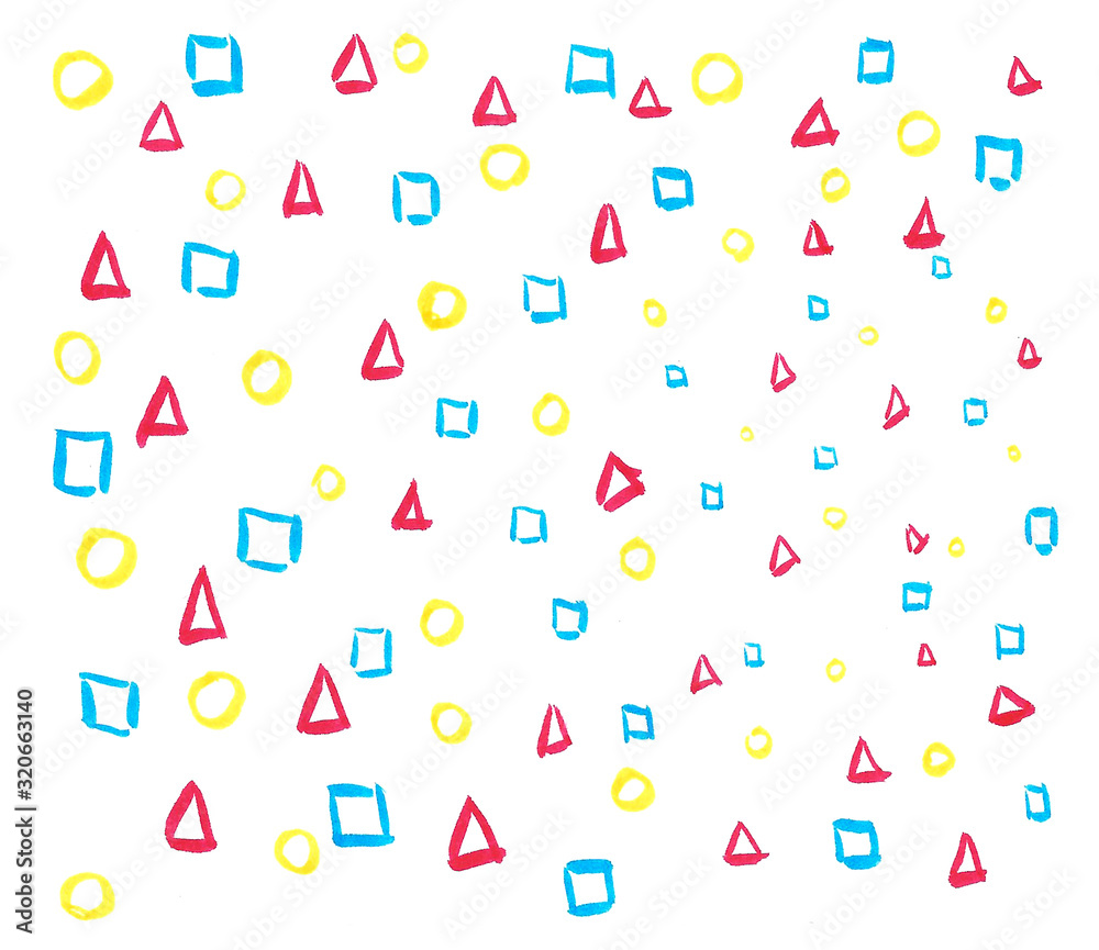 circles, triangles, squares, Children's drawings, kids pattern, red, yellow, blue, simple pattern circles, triangles, squares, Children's drawings, kids pattern, red, yellow, blue, simple pattern