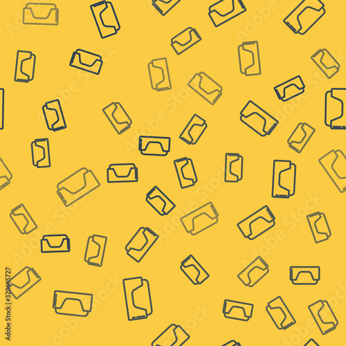 Blue line Pet bed icon isolated seamless pattern on yellow background. Vector Illustration photo