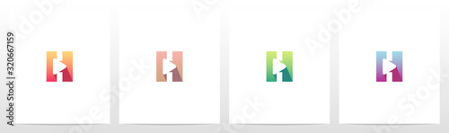 Play Button On Letter Logo Design H