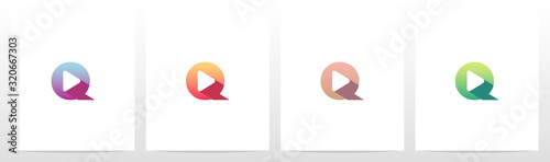 Play Button On Letter Logo Design Q