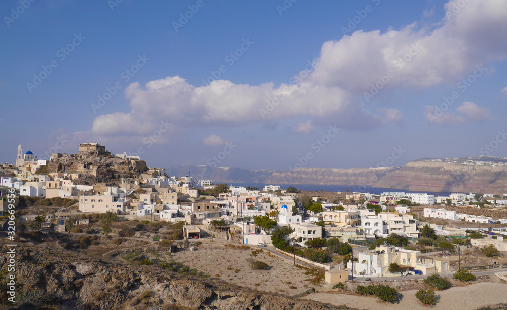 View of Akrotiri on a sunny day. Santorini, Greece.