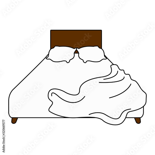 Isolated unmade bed