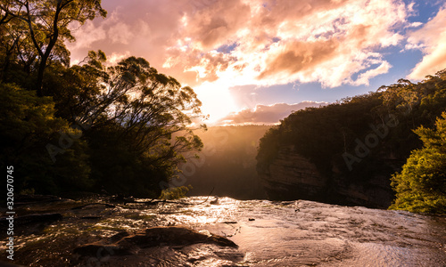 Wentworth Falls at sunset, Blue Mountains Australia