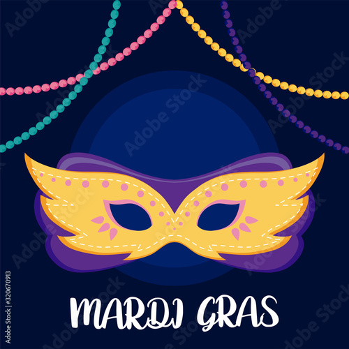 Mardi gras mask with necklaces vector design