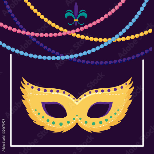 Mardi gras mask with necklaces vector design