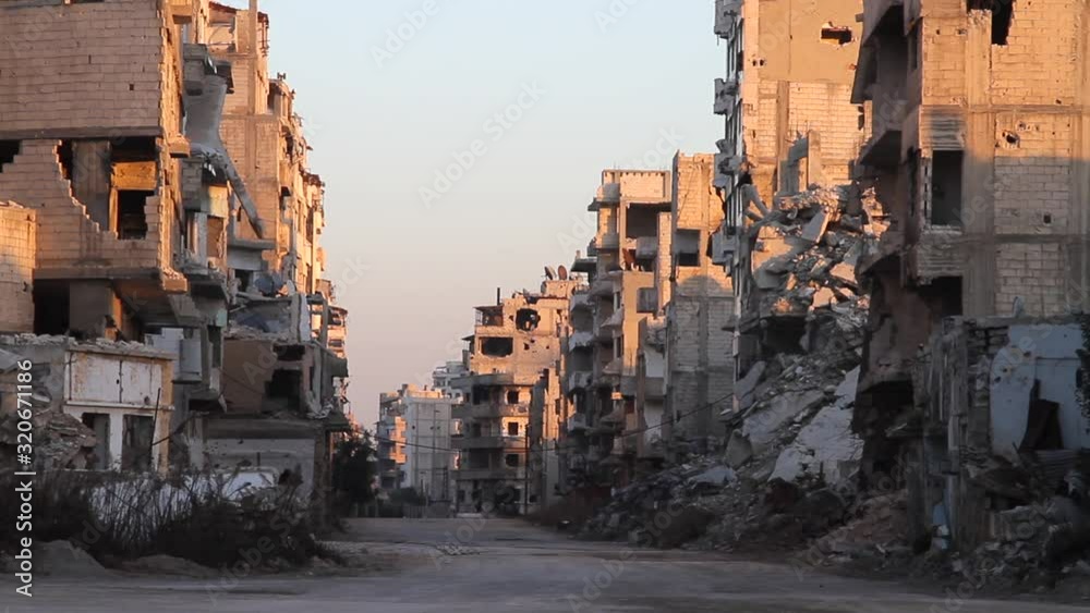 War devastation in Homs centre, Syria