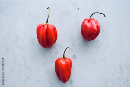 Group of fresh red peppers for cooking