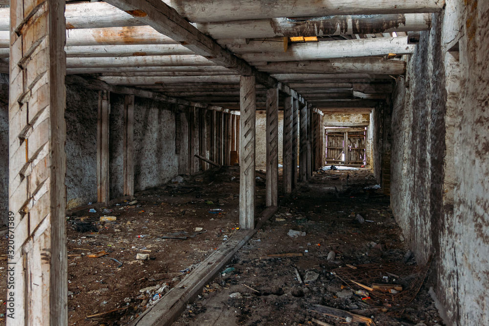 Interior of the old abandoned barn