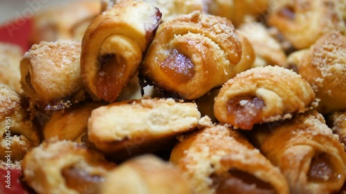 Homemade Marmalade Cakes. Made in Lithuania. Isolated closeup. Dolly moves.