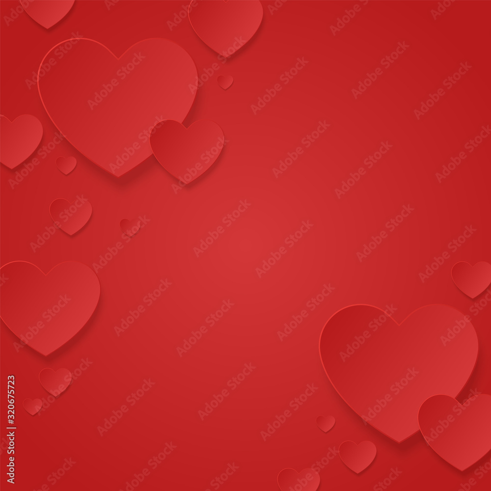 Happy valentine’s day concept background decorative with red heart shape
