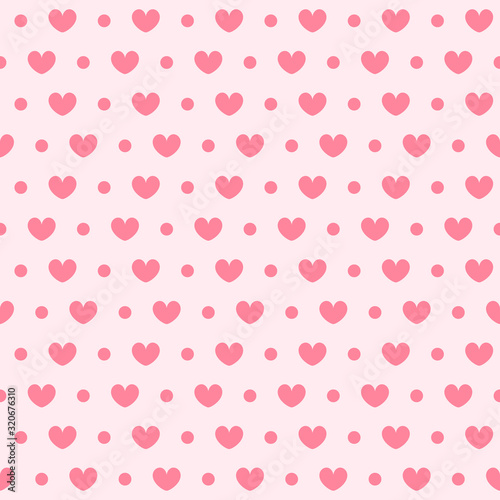 Heart pattern with dots. Seamless vector background