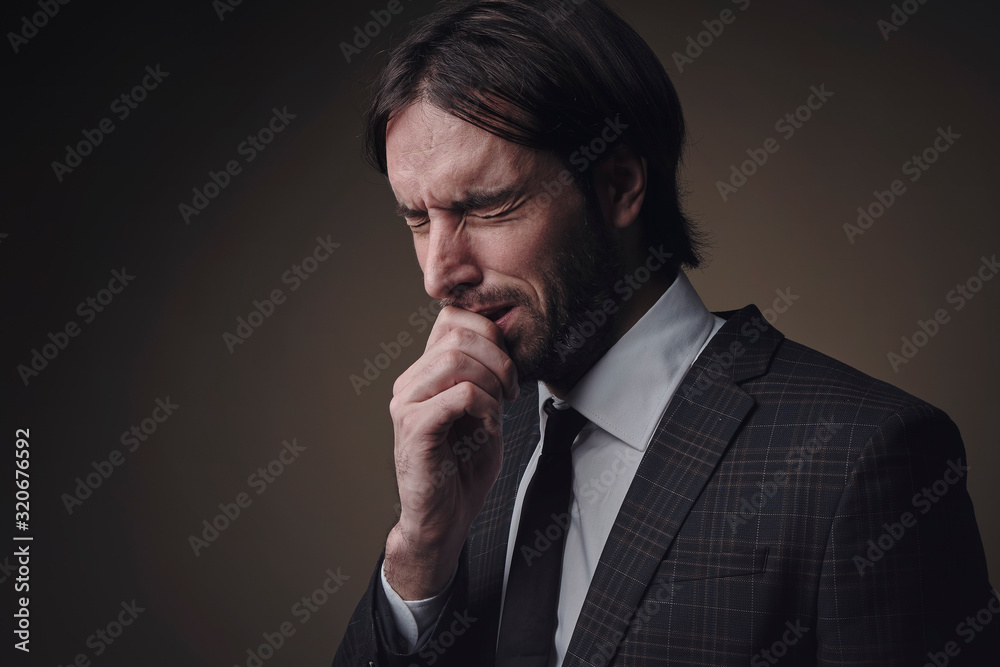 Businessman feeling really unhappy, a lot of problems Businessman feeling really unhappy, a lot of problems