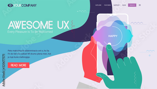 Responsive landing page and one page website design template mockups collection for startups and applications. Self-help and mood control