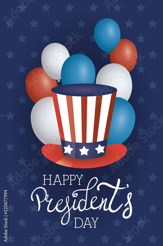presidents day poster with usa tophat and balloons helium