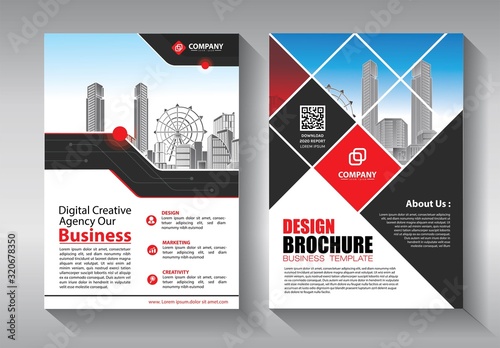 Brochure design, cover modern layout, annual report, poster, flyer in A4 with colorful triangles, geometric shapes for tech, science, market with light background