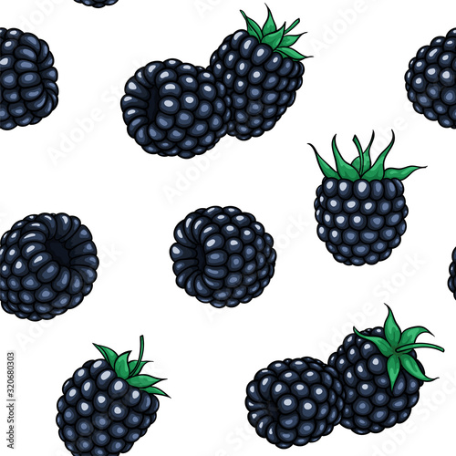 seamless pattern blackberry with contour on white background, symbol of summer. design holiday greeting card and invitation of seasonal summer holidays, beach parties, tourism and travel