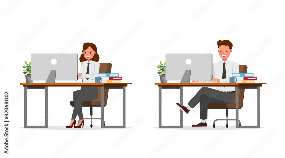 business people working in office character vector design. no22