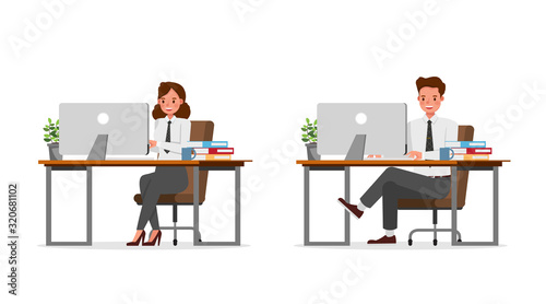 business people working in office character vector design. no22
