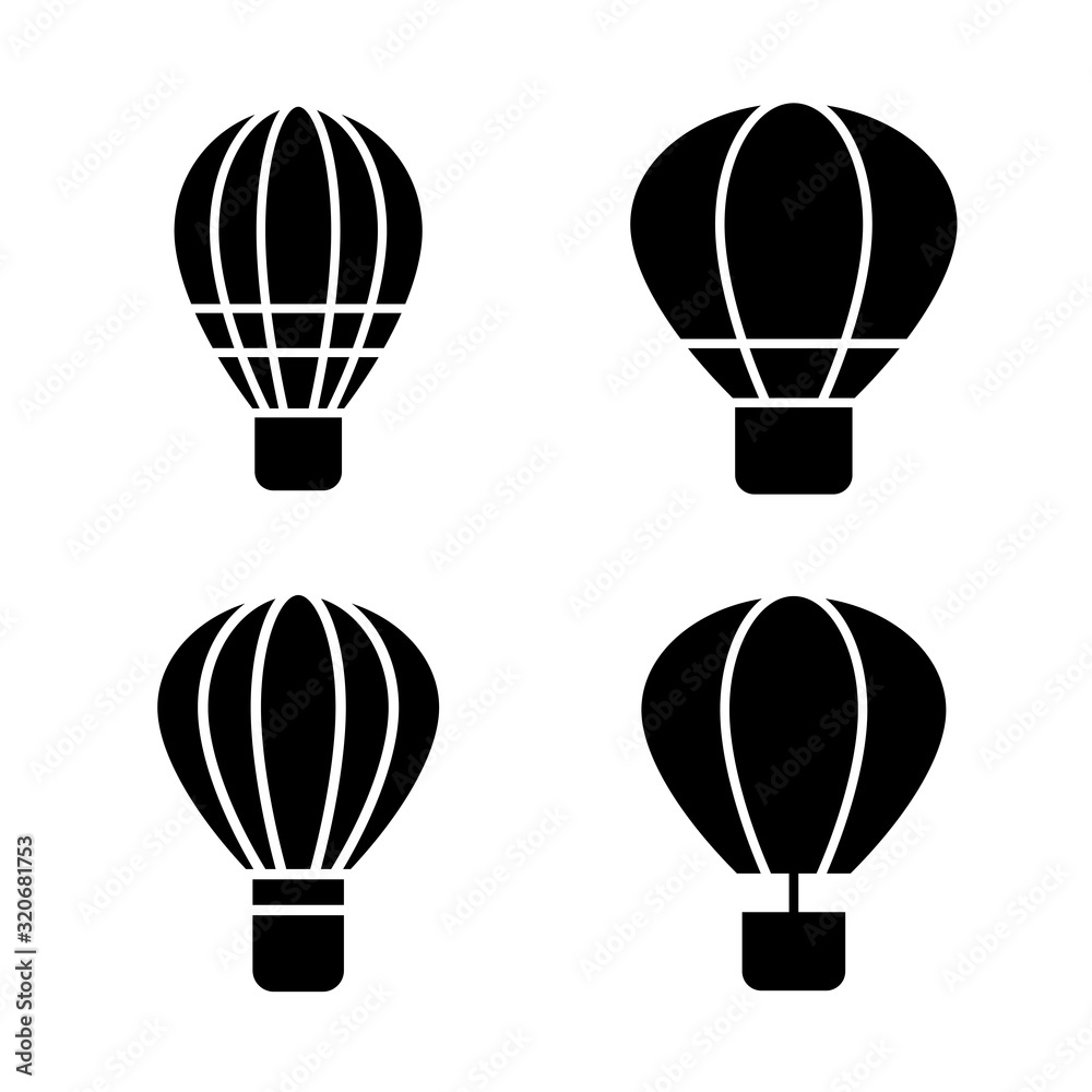 Naklejka premium Silhouette of hot Air balloon. Air transport for travel