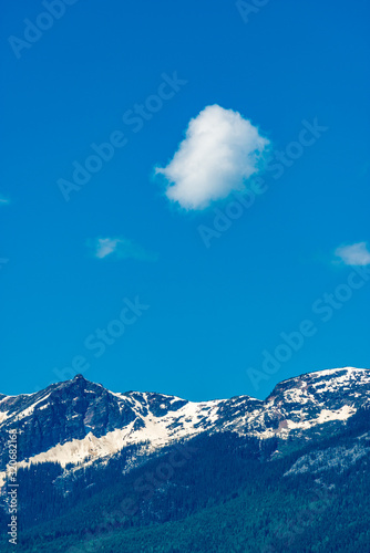 Rocky Mountains. Mountains with white cloud in British Columbia, Canada.