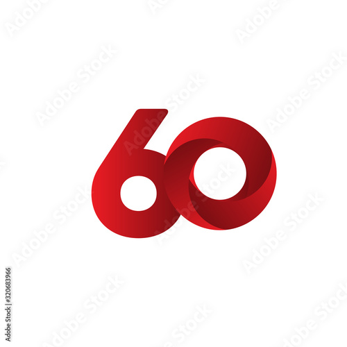 60 Years Anniversary Celebration Red Vector Template Design Illustration