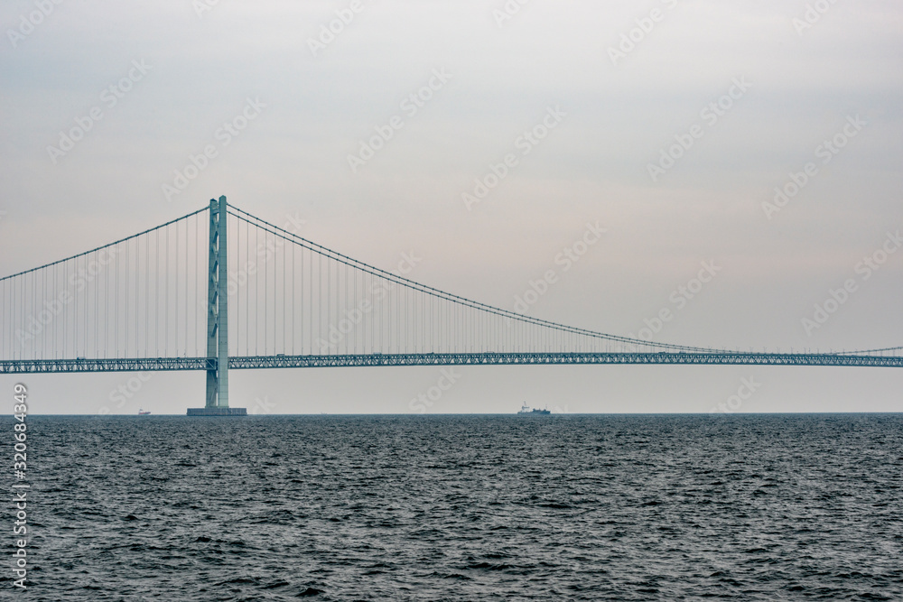 View of Akashi Kaikyo Bridge from Okura coast View of Akashi Kaikyo Bridge from Okura coast