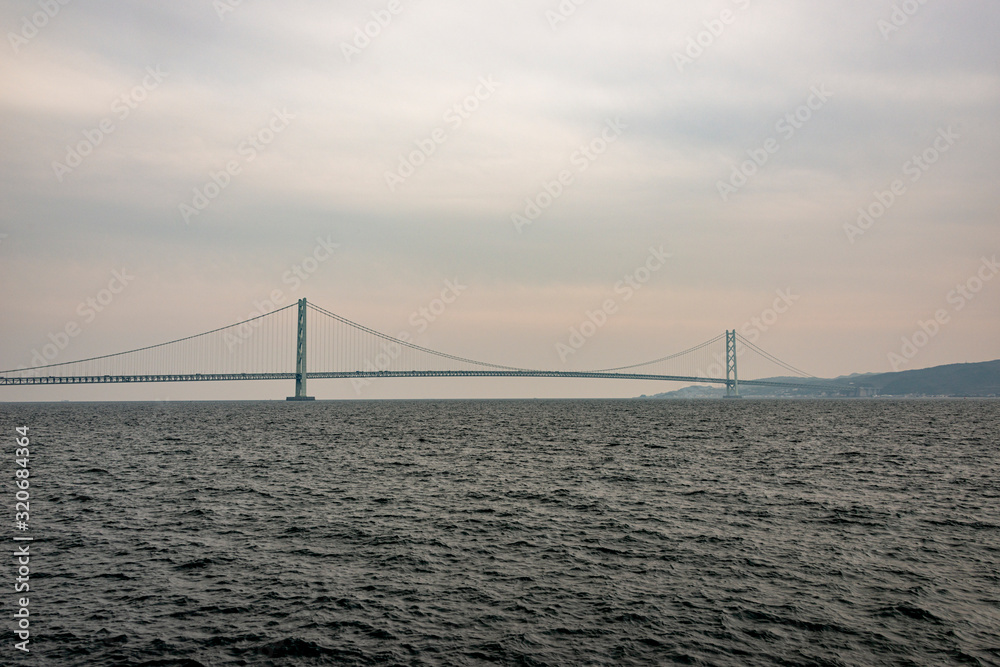 View of Akashi Kaikyo Bridge from Okura coast