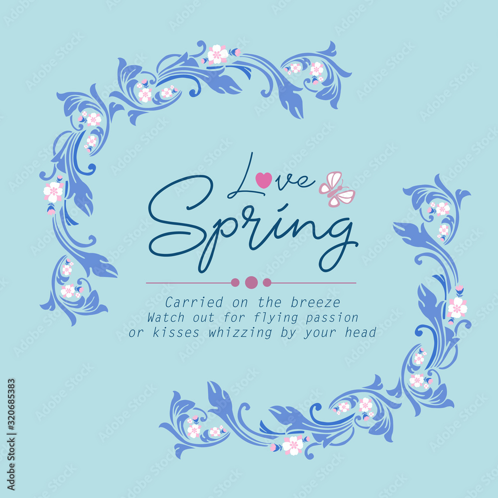 Beautiful Decoration of leaf and floral frame, for love spring greeting card wallpaper design. Vector