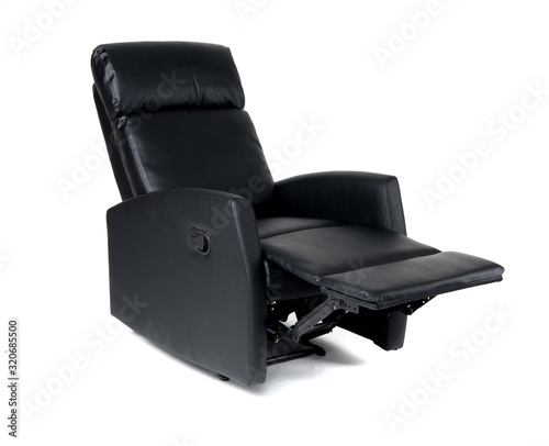 Photography Black reclining chair isolated on white background