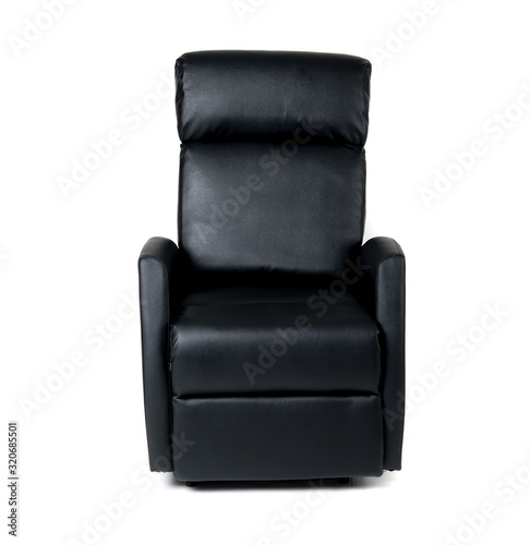 Black reclining chair isolated on white background